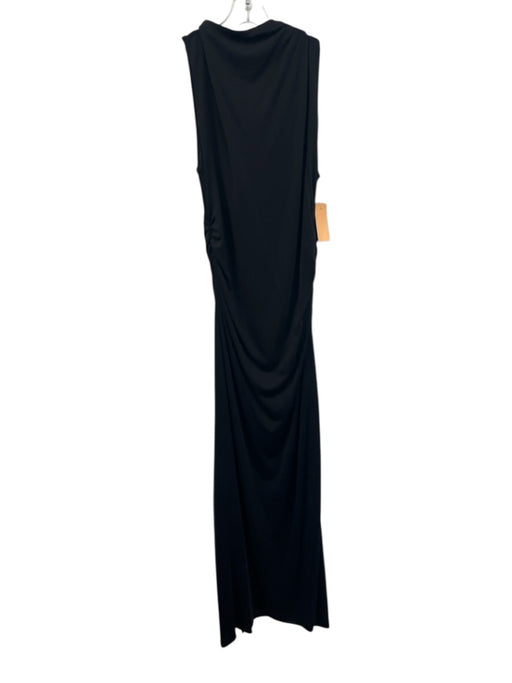 Misa Size M Black Modal & Polyester Sleeveless Ruched Side high neck Maxi Dress Black / M