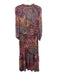Misa Size M Purple, Pink, Orange Polyester 3/4 Puff Sleeve Abstract Print Dress Purple, Pink, Orange / M