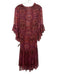 Misa Size M Red, Purple, Pink Polyester 3/4 Sleeve Abstract Geometric Midi Dress Red, Purple, Pink / M