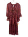 Misa Size M Red, Purple, Pink Polyester 3/4 Sleeve Abstract Geometric Midi Dress Red, Purple, Pink / M