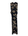 Misa Size L Black, Green, Beige Polyester & Spandex Mesh Ruched Side Maxi Dress Black, Green, Beige / L