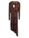 Misa Size L Brown & Black Polyester & Spandex Mesh Bleach Wash Long Sleeve Dress Brown & Black / L