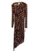 Misa Size L Brown & Black Polyester & Spandex Mesh Bleach Wash Long Sleeve Dress Brown & Black / L