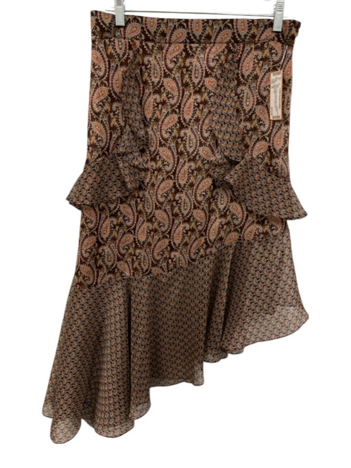 Misa Size M Brown, orange, Blue Polyester Elastic Waistband Paisley Print Skirt Brown, orange, Blue / M