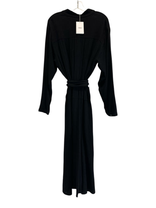 XiRENA Size M Black Cotton & Rayon Long Sleeve Buttons Midi Dress Black / M