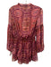 Misa Size S Red, Purple, Pink Polyester 3/4 Sleeve Abstract Geometric Mini Dress Red, Purple, Pink / S