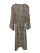 Misa Size L Orange, Green, White Polyester Puff 3/4 Sleeve Abstract Print Dress Orange, Green, White / L