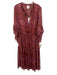 Misa Size S Red, Purple, Pink Polyester 3/4 Sleeve Abstract Geometric Midi Dress Red, Purple, Pink / S