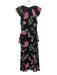 Misa Size L Black, Pink, Green Polyester Ruffle Cap Sleeve Floral Print Dress Black, Pink, Green / L