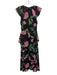 Misa Size S Black, Pink, Green Polyester Ruffle Cap Sleeve Floral Print Dress Black, Pink, Green / S