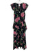 Misa Size S Black, Pink, Green Polyester Ruffle Cap Sleeve Floral Print Dress Black, Pink, Green / S