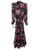 Misa Size S Black, Pink, White Polyester Long Sleeve Floral Print Maxi Dress Black, Pink, White / S