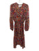 Misa Size S Red, Pink, Black Polyester Long Sleeve Floral Print Midi Dress Red, Pink, Black / S
