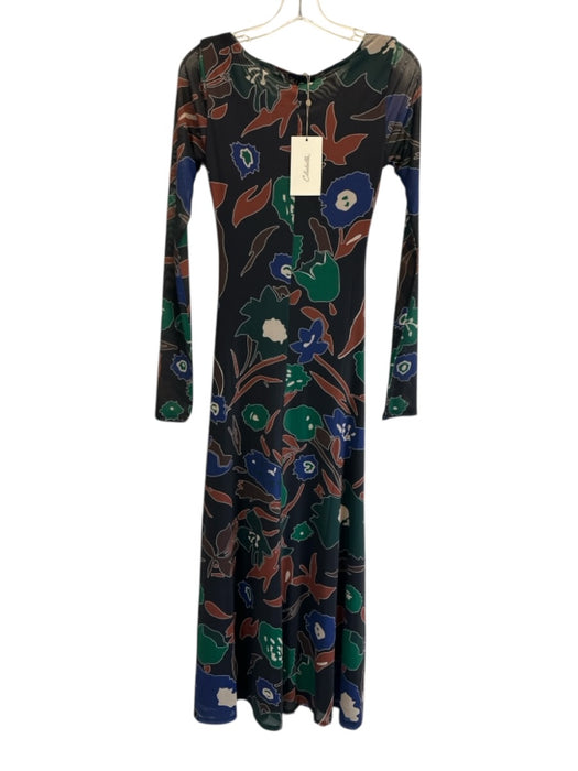 Cleobella Size XS Black, Green, Blue Nylon & Elastane Mesh Long Sleeve Dress Black, Green, Blue / XS