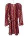 Misa Size M Red, Pink, Yellow Polyester Long Bell Sleeve Abstract Stripe Dress Red, Pink, Yellow / M