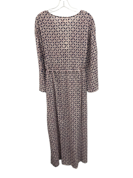 XiRENA Size S Blue, White, Red Cotton Long puff sleeve Abstract Print Midi Dress Blue, White, Red / S