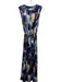 Misa Size M Blue, Pink, White Polyester & Spandex Sleeveless Buttons Maxi Dress Blue, Pink, White / M