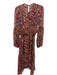 Misa Size M Red, Pink, Black Polyester Long Sleeve Floral Print Midi Dress Red, Pink, Black / M