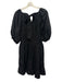 Cleobella Size L Black Cotton Short Puff Sleeve Smocked Bodice Mini Dress Black / L