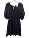 Cleobella Size L Black Cotton Short Puff Sleeve Smocked Bodice Mini Dress Black / L