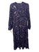 Cleobella Size L Dark Blue & Multi Cotton Long puff sleeve Floral Print Dress Dark Blue & Multi / L