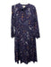 Cleobella Size L Dark Blue & Multi Cotton Long puff sleeve Floral Print Dress Dark Blue & Multi / L