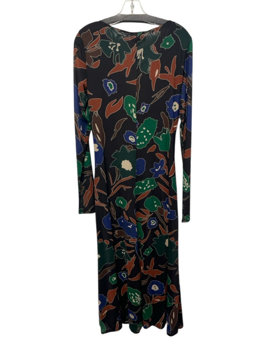 Cleobella Size L Black, Green, Blue Nylon & Elastane Mesh Long Sleeve Maxi Dress Black, Green, Blue / L