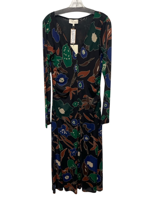 Cleobella Size L Black, Green, Blue Nylon & Elastane Mesh Long Sleeve Maxi Dress Black, Green, Blue / L