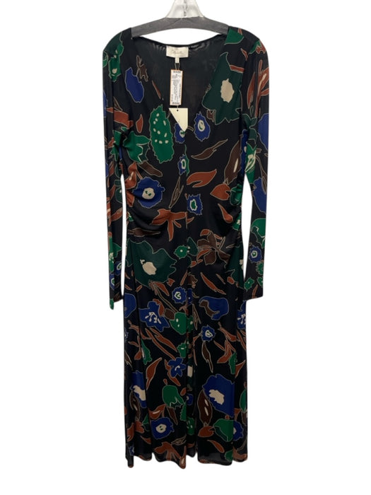 Cleobella Size L Black, Green, Blue Nylon & Elastane Mesh Long Sleeve Maxi Dress Black, Green, Blue / L