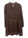 Cleobella Size L Brown & Black Cotton Long puff sleeve Abstract Paisley Dress Brown & Black / L