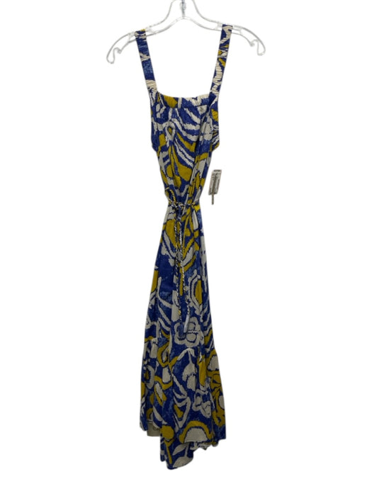 Cleobella Size S Blue, Yellow, White Cotton Sleeveless Abstract Print Midi Dress Blue, Yellow, White / S