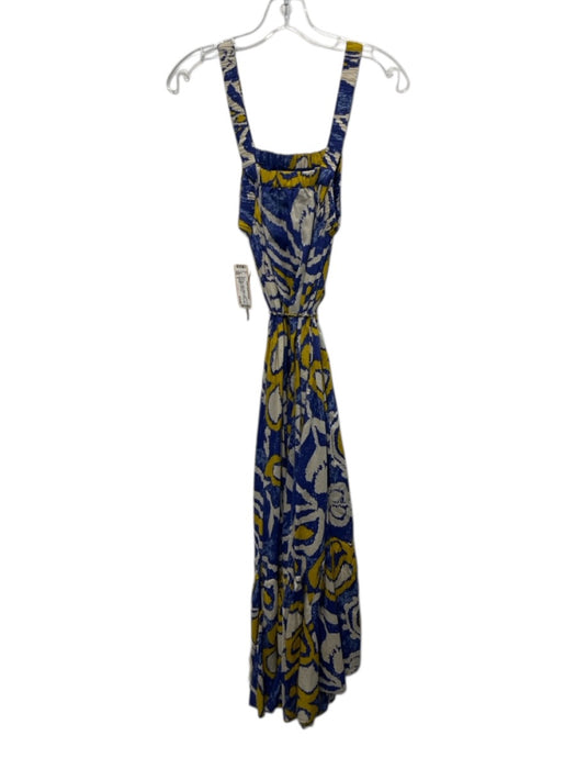 Cleobella Size S Blue, Yellow, White Cotton Sleeveless Abstract Print Midi Dress Blue, Yellow, White / S