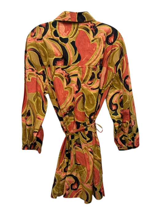 Cleobella Size M beige, pink, black Cotton 3/4 Sleeve Swirl pattern Mini Dress beige, pink, black / M