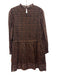 Cleobella Size M Brown & Black Cotton Long puff sleeve Abstract Paisley Dress Brown & Black / M