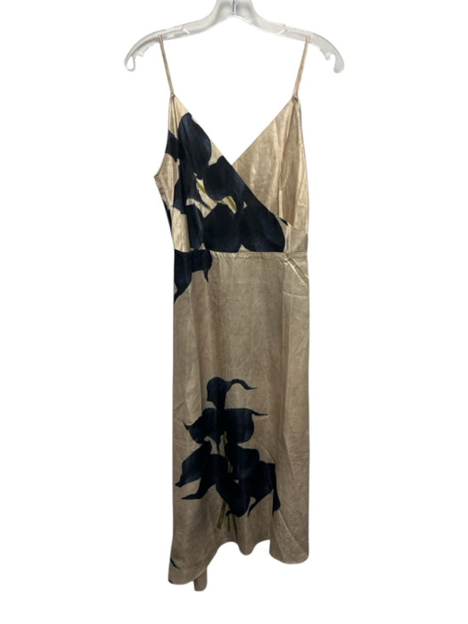 Hope for Flowers by Tracy Reese Size L Cream & Navy Blue Acetate V Neck Dress Cream & Navy Blue / L