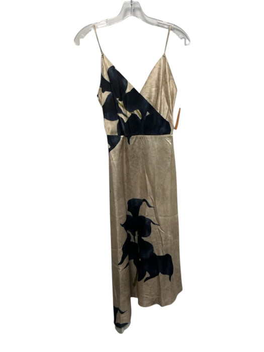 Hope for Flowers by Tracy Reese Size XS Cream & Navy Blue Acetate V Neck Dress Cream & Navy Blue / XS