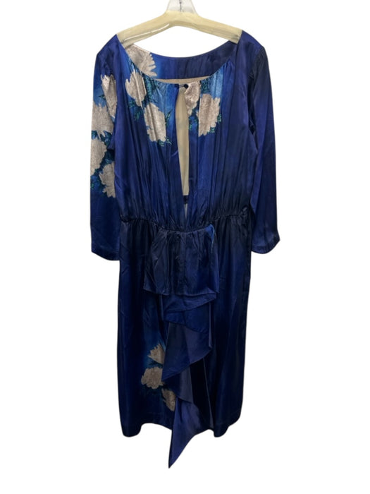 Hope for Flowers by Tracy Reese Size XL Blue & Cream Acetate 3/4 Sleeve Dress Blue & Cream / XL