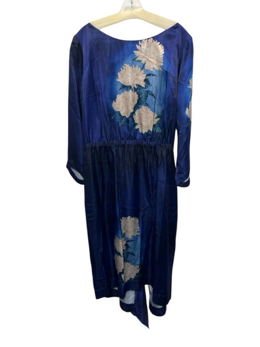 Hope for Flowers by Tracy Reese Size XL Blue & Cream Acetate 3/4 Sleeve Dress Blue & Cream / XL