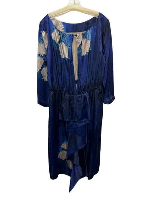 Hope for Flowers by Tracy Reese Size XS Blue & Cream Acetate 3/4 Sleeve Dress Blue & Cream / XS
