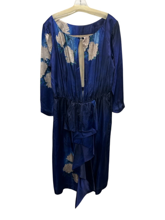 Hope for Flowers by Tracy Reese Size XS Blue & Cream Acetate 3/4 Sleeve Dress Blue & Cream / XS