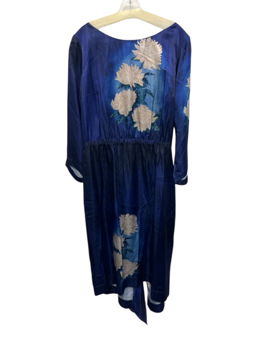 Hope for Flowers by Tracy Reese Size XS Blue & Cream Acetate 3/4 Sleeve Dress Blue & Cream / XS