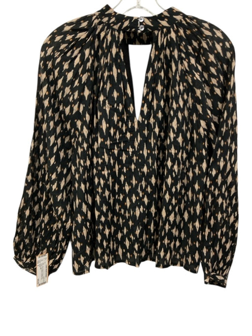 Velvet Size S Black, Beige & Orange Print Cotton Long Sleeve Abstract Print Top Black, Beige & Orange Print / S