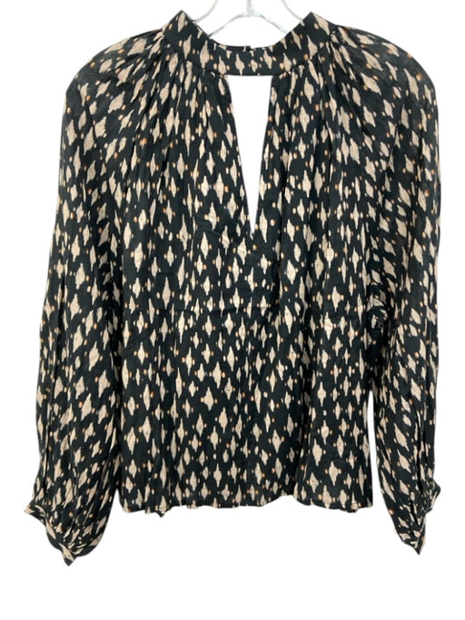 Velvet Size S Black, Beige & Orange Print Cotton Long Sleeve Abstract Print Top Black, Beige & Orange Print / S