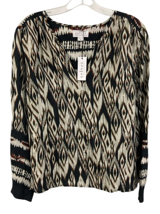 Velvet Size M Black, White, Multi Cotton Long Sleeve Abstract Print Top Black, White, Multi / M
