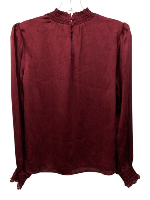 Greylin Size S Burgundy Red Polyester Long puff sleeve Ruffle mock neck Top Burgundy Red / S