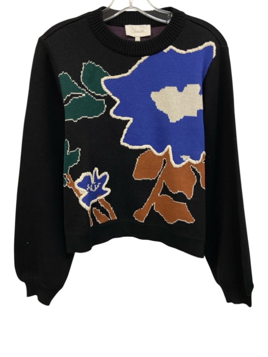 Cleobella Size S Black, Blue, Brown Organic Cotton Long Sleeve Crew Neck Sweater Black, Blue, Brown / S