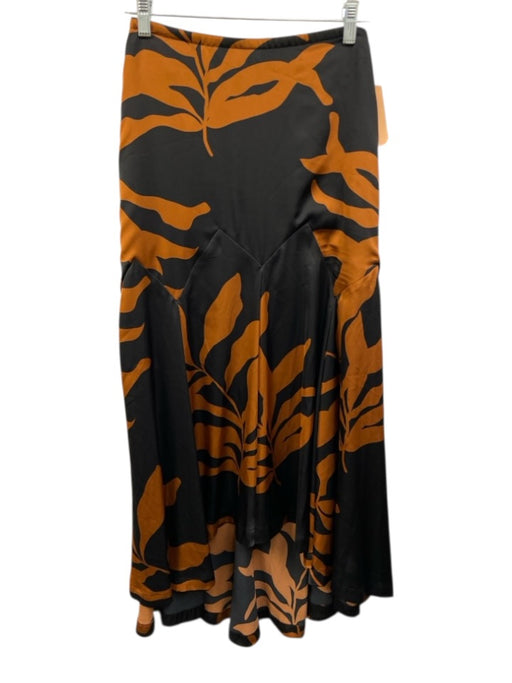 Misa Size S Brown & Black Polyester & Spandex Back Zip Abstract Print Midi Skirt Brown & Black / S
