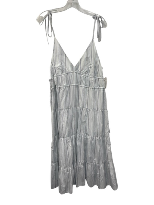Rails Size L White & Multi Cotton & Lyocell Striped Tie Shoulder Midi Dress White & Multi / L