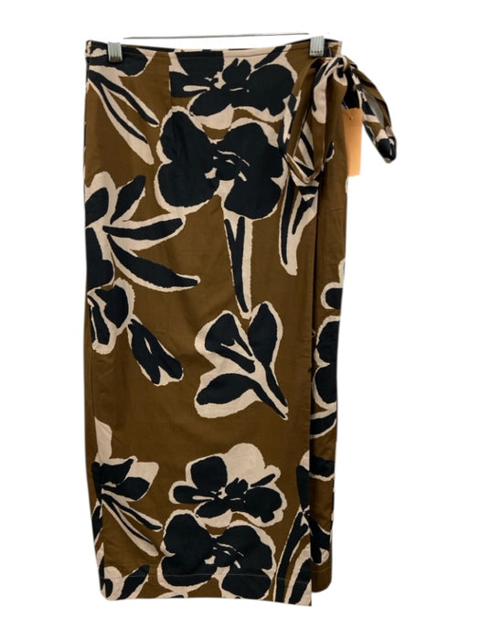 Cleobella Size XS Brown, Black, White Cotton Wrap Abstract Print Midi Skirt Brown, Black, White / XS
