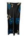 Misa Size S Black, Blue, Cream Polyester Satin Floral Print Midi Skirt Black, Blue, Cream / S